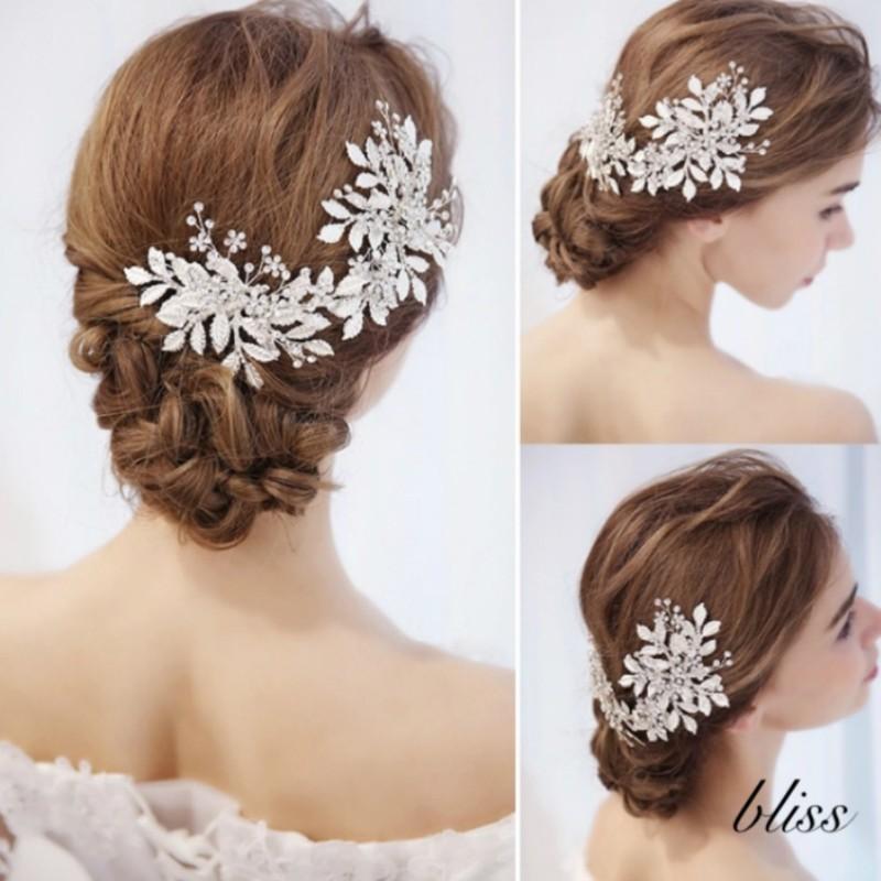 ウェディング アクセサリー【マット シルバー リーフ ヘッドドレス】ブライダル 小枝 髪飾り 結婚式 |  | 05