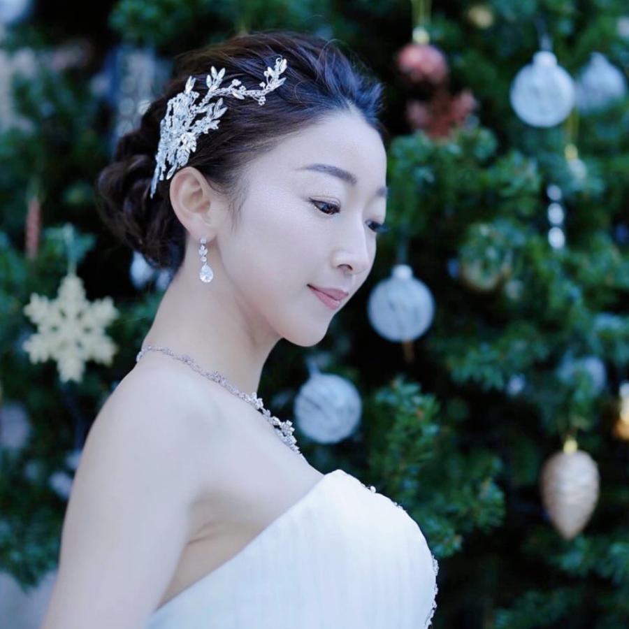 ウェディング アクセサリー【クリスタル ラインストーン リーフ ヘッドドレス】ブライダル 小枝 髪飾り 結婚式 | 