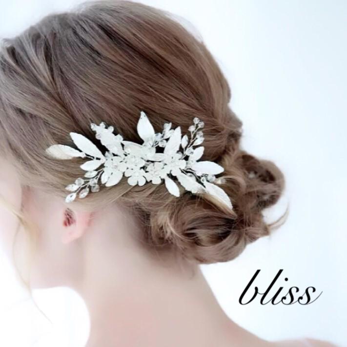 ウェディング アクセサリー【マットタイプ フラワー＆リーフ ボンネ】ブライダル 小枝 髪飾り 結婚式 |  | 03