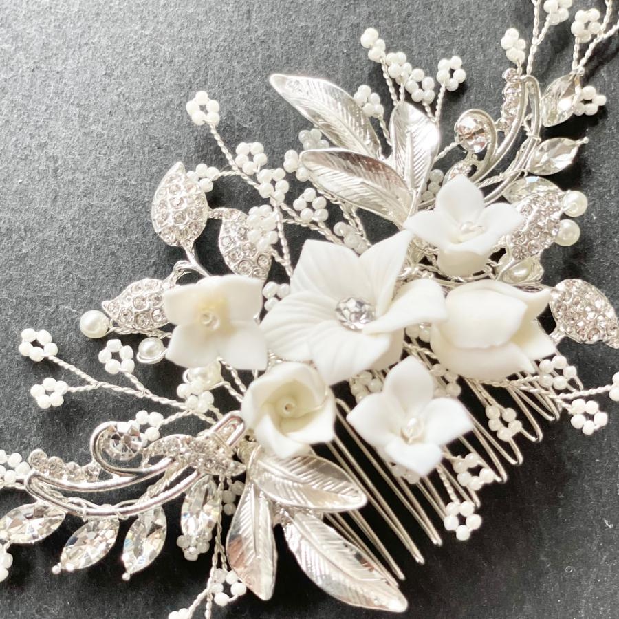 ウェディング アクセサリー【フラワー ヘッドドレス】ブライダル 小枝 髪飾り 結婚式 |  | 03