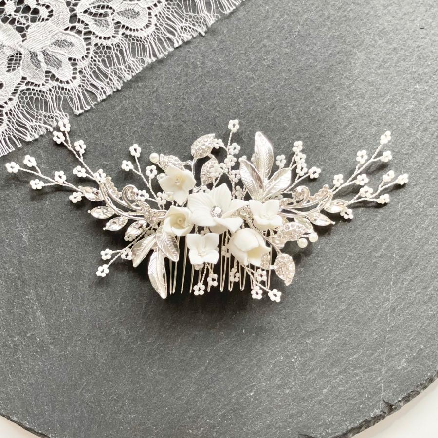 ウェディング アクセサリー【フラワー ヘッドドレス】ブライダル 小枝 髪飾り 結婚式 |  | 01