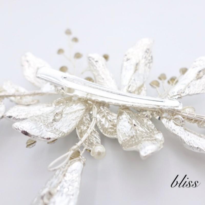 ウェディング アクセサリー【華やか マット＆ラインストーン リーフ ヘッドドレス】小枝 ブライダル 髪飾り 結婚式 |  | 05