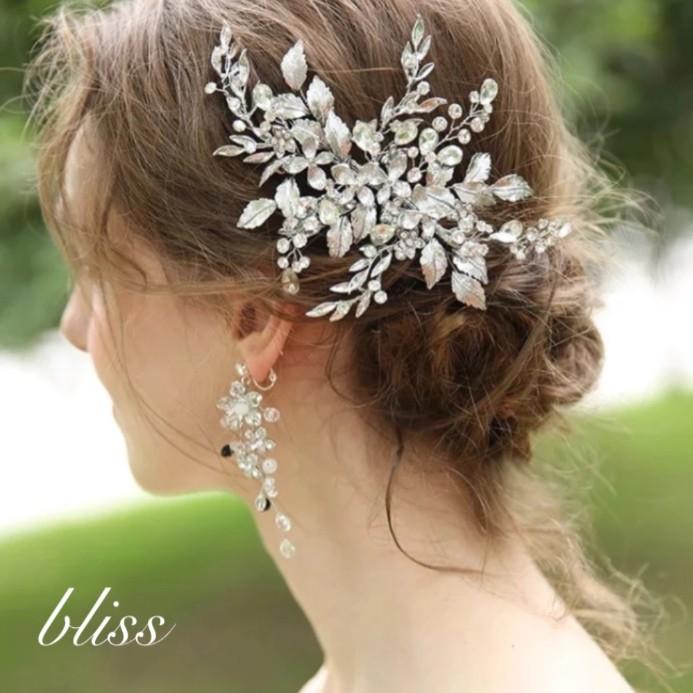 ウェディング アクセサリー【小枝 シルバーフラワー＆リーフ ヘッドドレス】ブライダル 髪飾り 結婚式 |  | 04