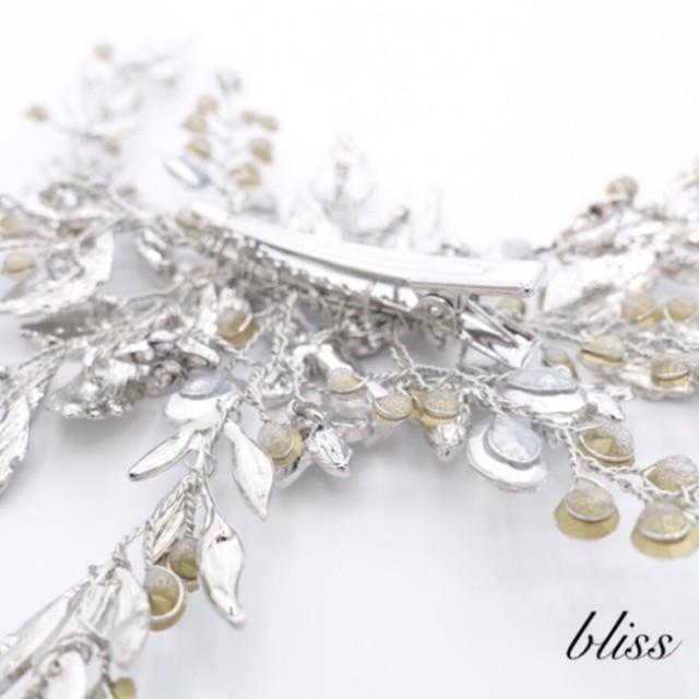 ウェディング アクセサリー【小枝 シルバーフラワー＆リーフ ヘッドドレス】ブライダル 髪飾り 結婚式 |  | 05