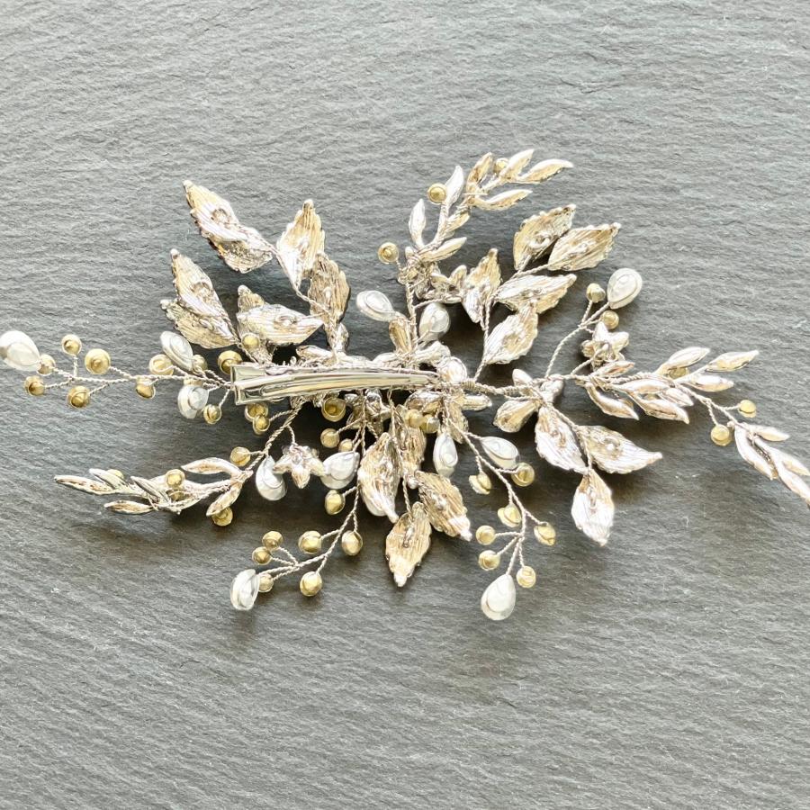 ウェディング アクセサリー【小枝 シルバーフラワー＆リーフ ヘッドドレス】ブライダル 髪飾り 結婚式 |  | 03