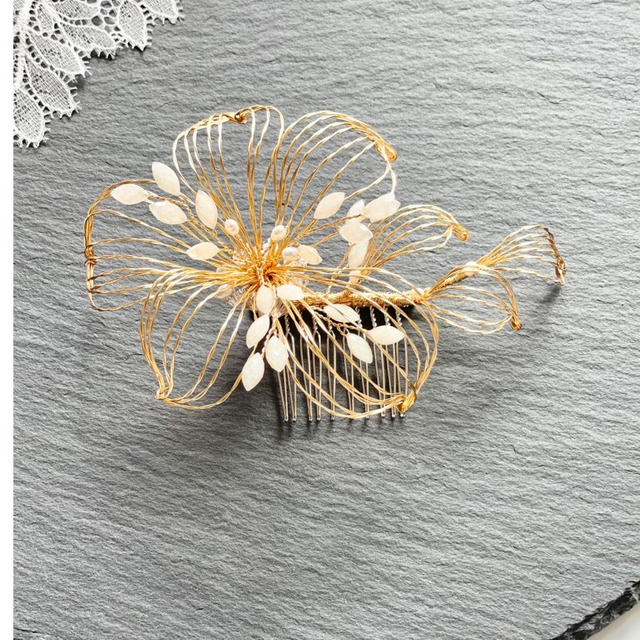 ウェディング アクセサリー【透かし ゴールド フラワー ヘッドドレス】 |  | 02