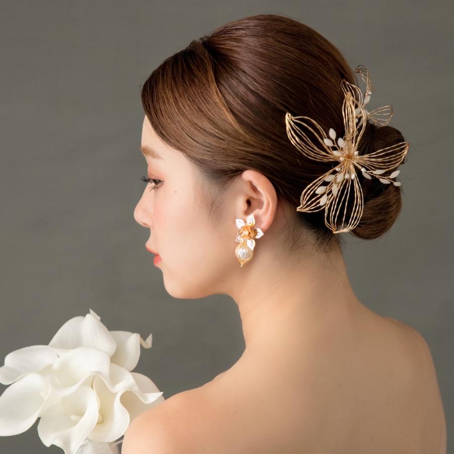 ウェディング アクセサリー【透かし ゴールド フラワー ヘッドドレス】 |  | 03