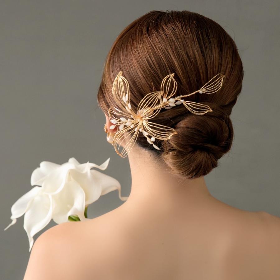 ウェディング アクセサリー【透かし ゴールド フラワー ヘッドドレス】 |  | 04