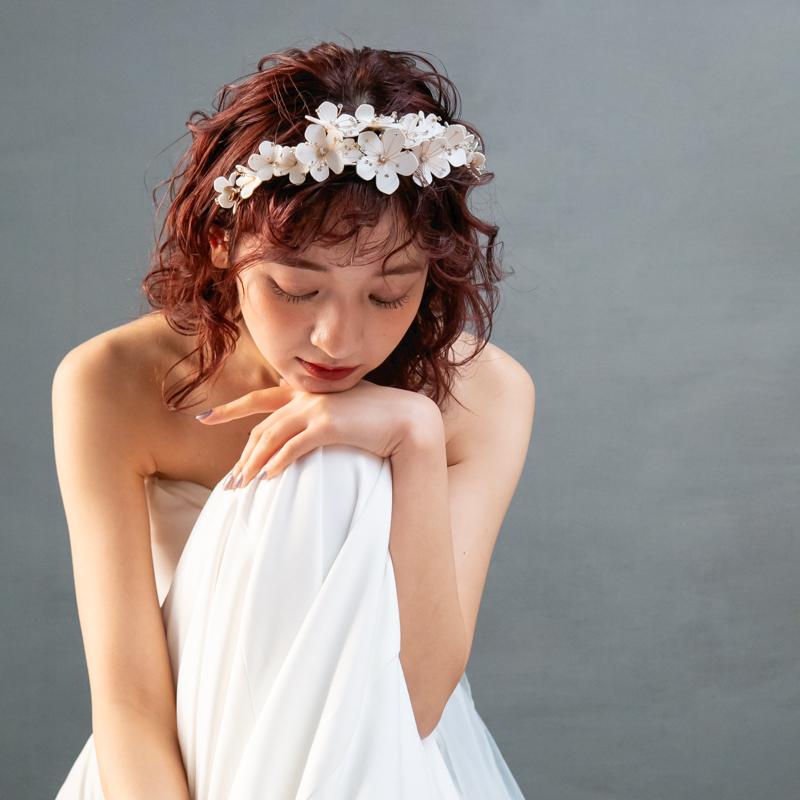 ウェディング アクセサリー【ホワイトフラワーティアラ】ブライダル 髪飾り |  | 06
