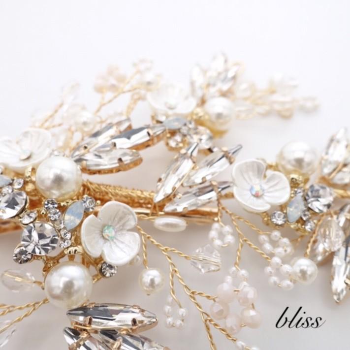 ウェディング アクセサリー【華やか 小枝ゴールドフラワーバレッタ＆小枝イヤリング】 |  | 05