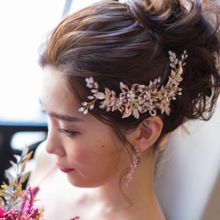 ウェディング アクセサリー【フラワー＆リーフクリスタル ヘッドドレス カラー:シルバー or ゴールドより選択】 |  | 09