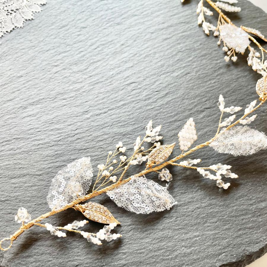ウェディング アクセサリー【小枝リーフレースクリスタルヘッドドレス】 |  | 03