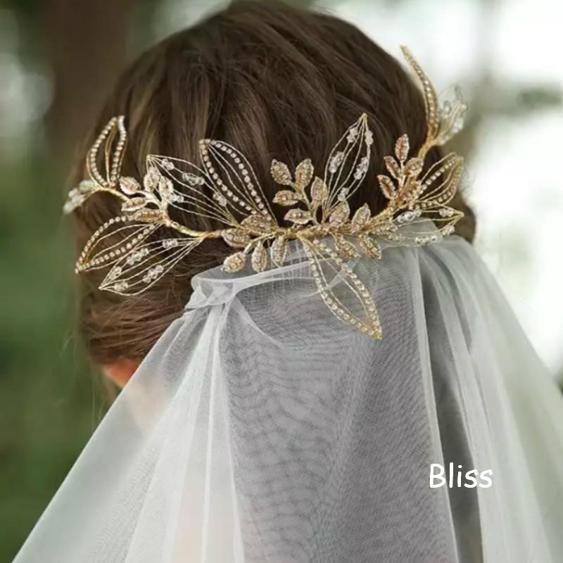 ウェディング アクセサリー【ゴールドワイヤーリーフクリスタル ヘッドドレス】 |  | 07
