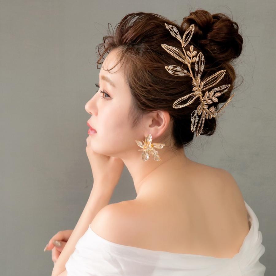 ウェディング アクセサリー【ゴールドワイヤーリーフクリスタル ヘッドドレス】 |  | 02