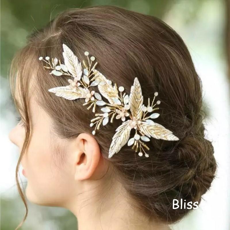 ウェディング アクセサリー【小枝 ゴールド グラデーション リーフ ヘッドドレス】 | 