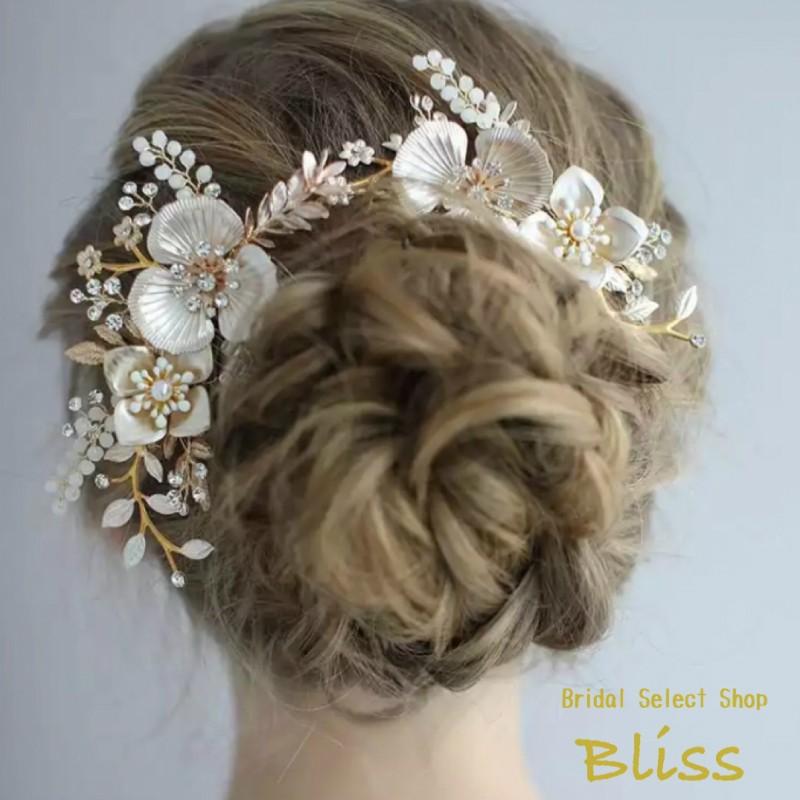 ウェディング アクセサリー【小枝 ゴールド ビンテージ フラワー ヘッドドレス】 | 