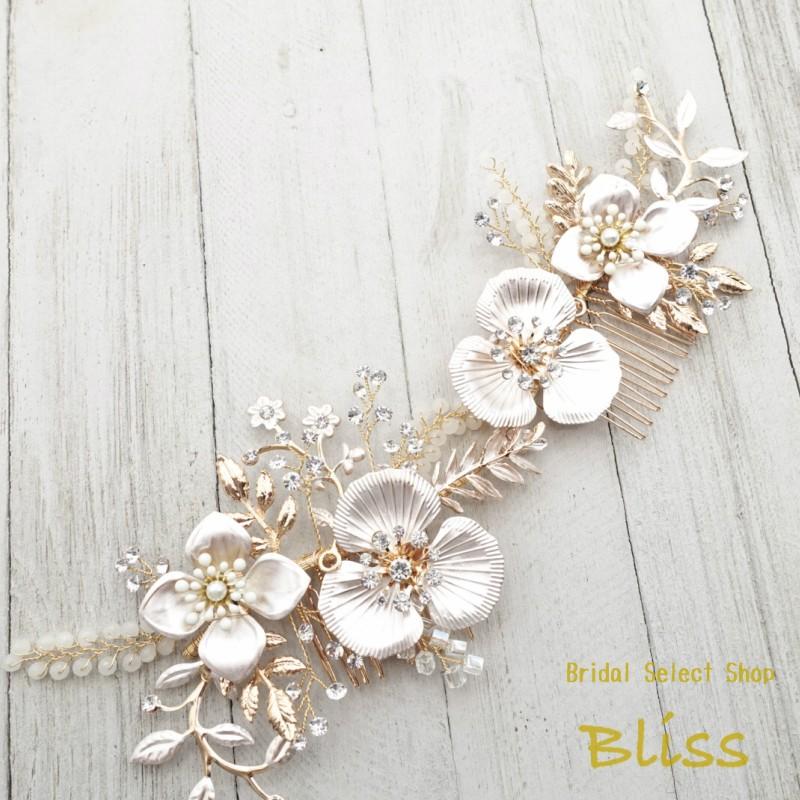 ウェディング アクセサリー【小枝 ゴールド ビンテージ フラワー ヘッドドレス】 |  | 03