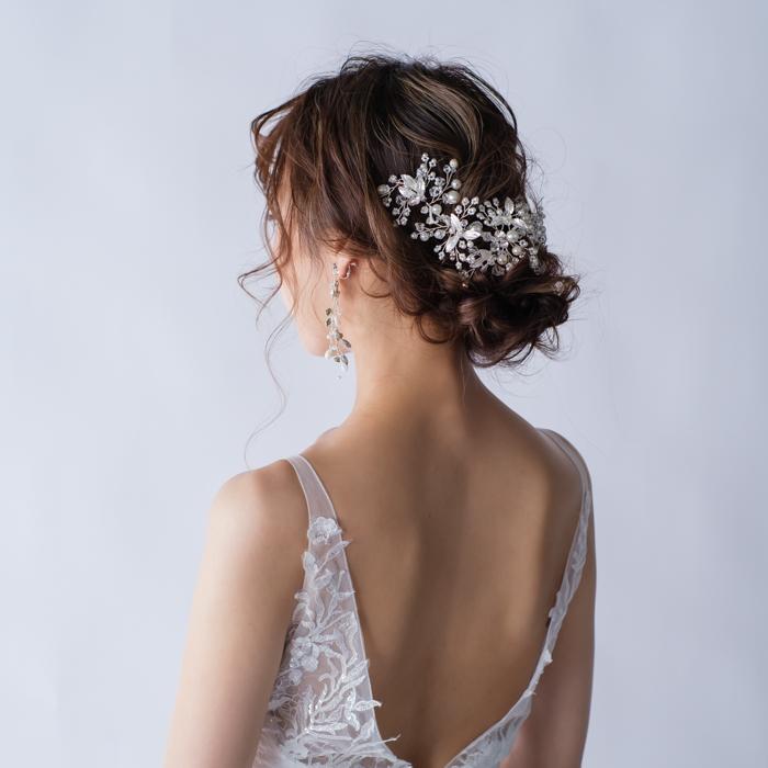 ウェディング アクセサリー【小枝 ビジュー＆パール ヘッドドレス シルバー】 |  | 03
