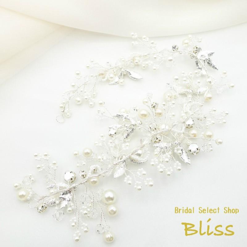 ウェディング アクセサリー【小枝 ビジュー＆パール ヘッドドレス シルバー】 |  | 05