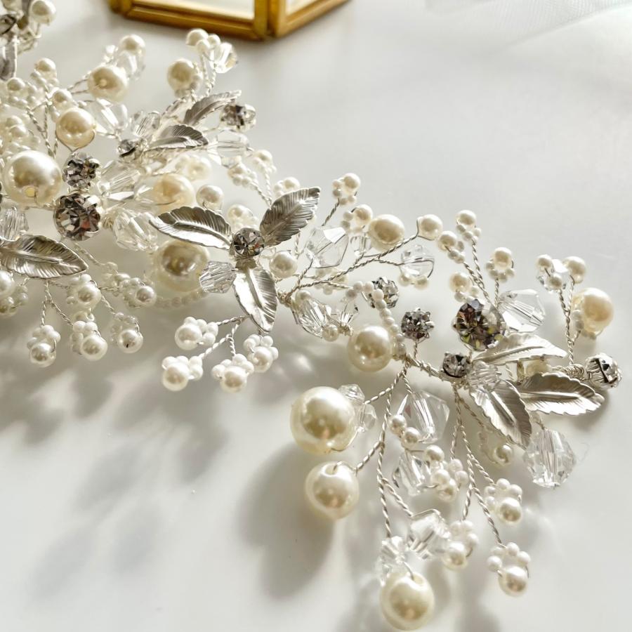 ウェディング アクセサリー【小枝 ビジュー＆パール ヘッドドレス シルバー】 |  | 02