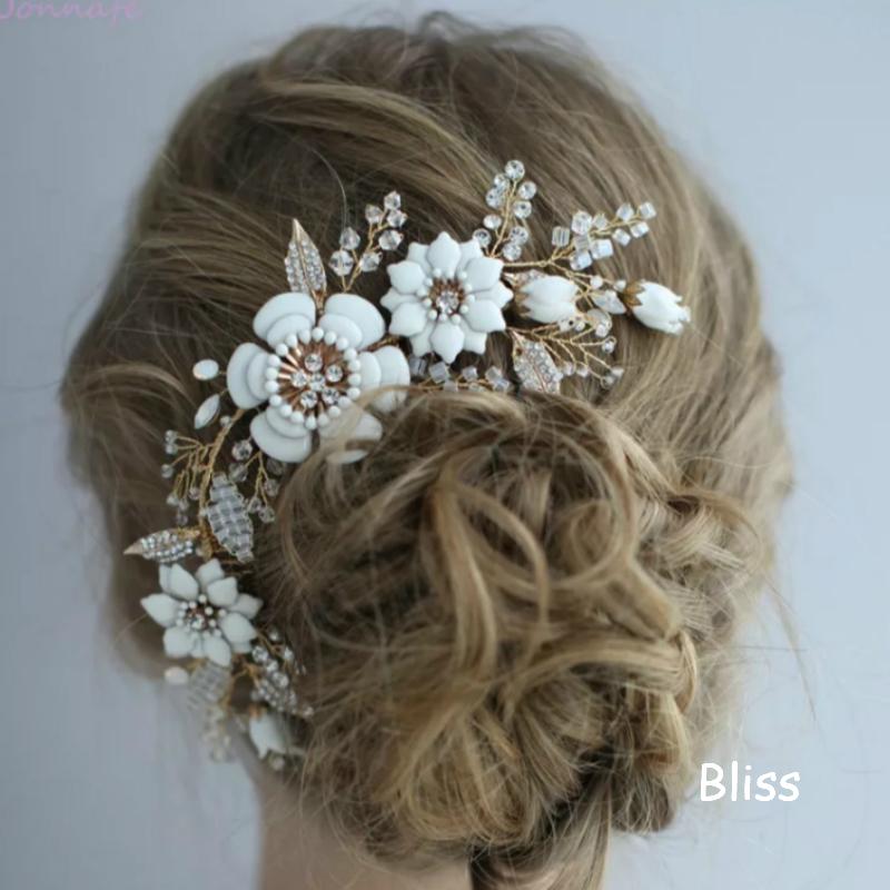 ウェディング アクセサリー【小枝 ホワイト ビンテージ フラワー ヘッドドレス】ブライダル 髪飾り | 