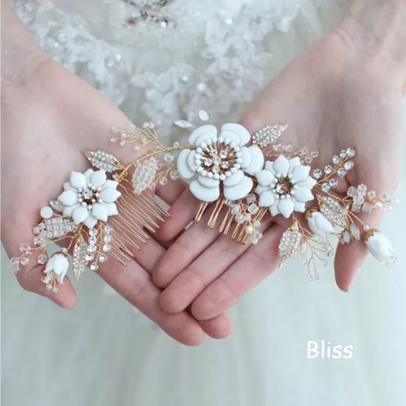 ウェディング アクセサリー【小枝 ホワイト ビンテージ フラワー ヘッドドレス】ブライダル 髪飾り |  | 02