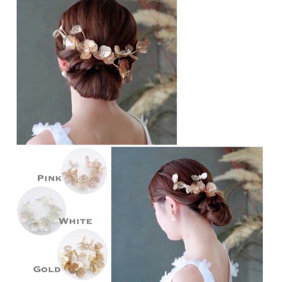 ウェディング アクセサリー【フラワー ペタル ガーランド ヘッドドレス カラー:ゴールド or ピンク or ホワイトより選択】ブライダル 髪飾り |  | 01