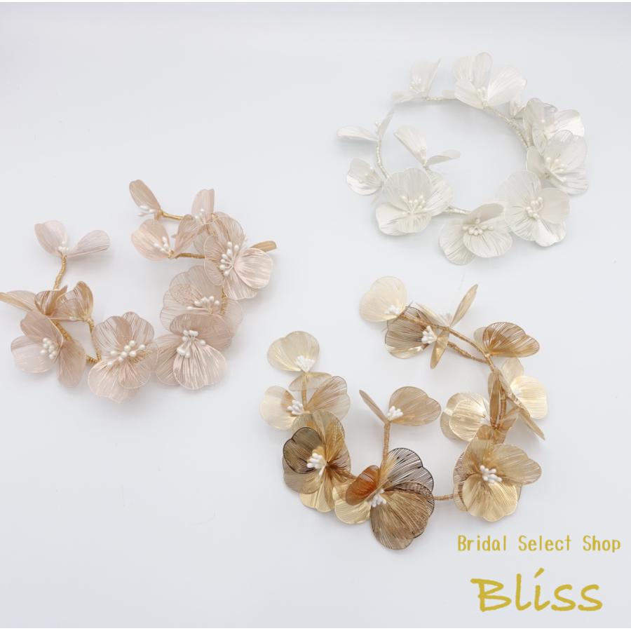 ウェディング アクセサリー【フラワー ペタル ガーランド ヘッドドレス カラー:ゴールド or ピンク or ホワイトより選択】ブライダル 髪飾り |  | 02