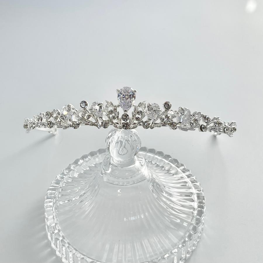 ウェディング アクセサリー【キュービック ジルコニア ナチュラル ティアラ 】ブライダル ティアラ | 