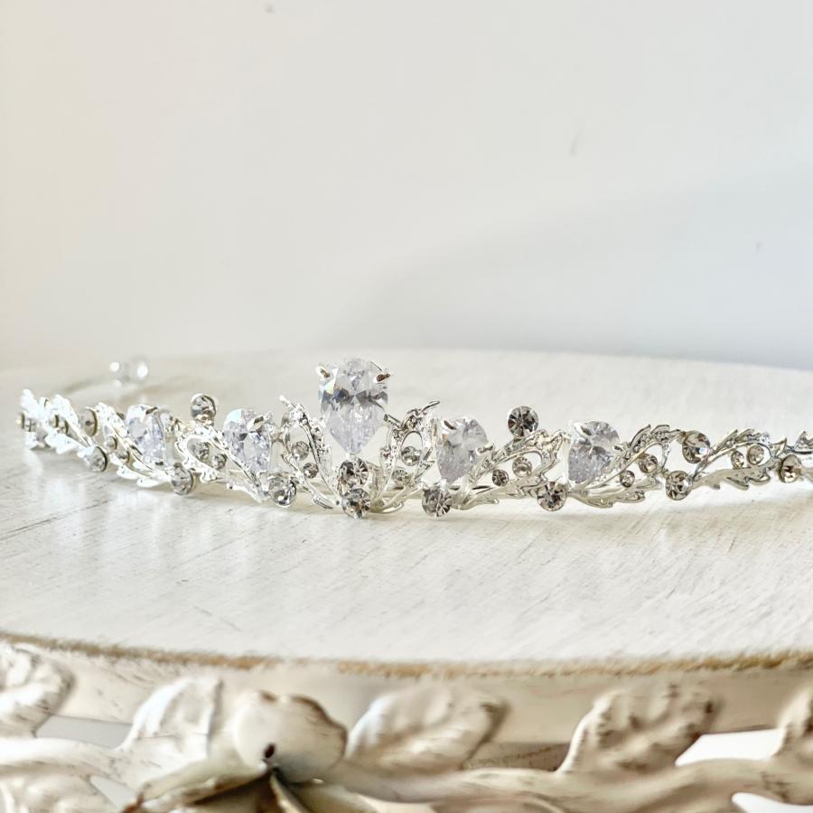 ウェディング アクセサリー【キュービック ジルコニア ナチュラル ティアラ 】ブライダル ティアラ |  | 05