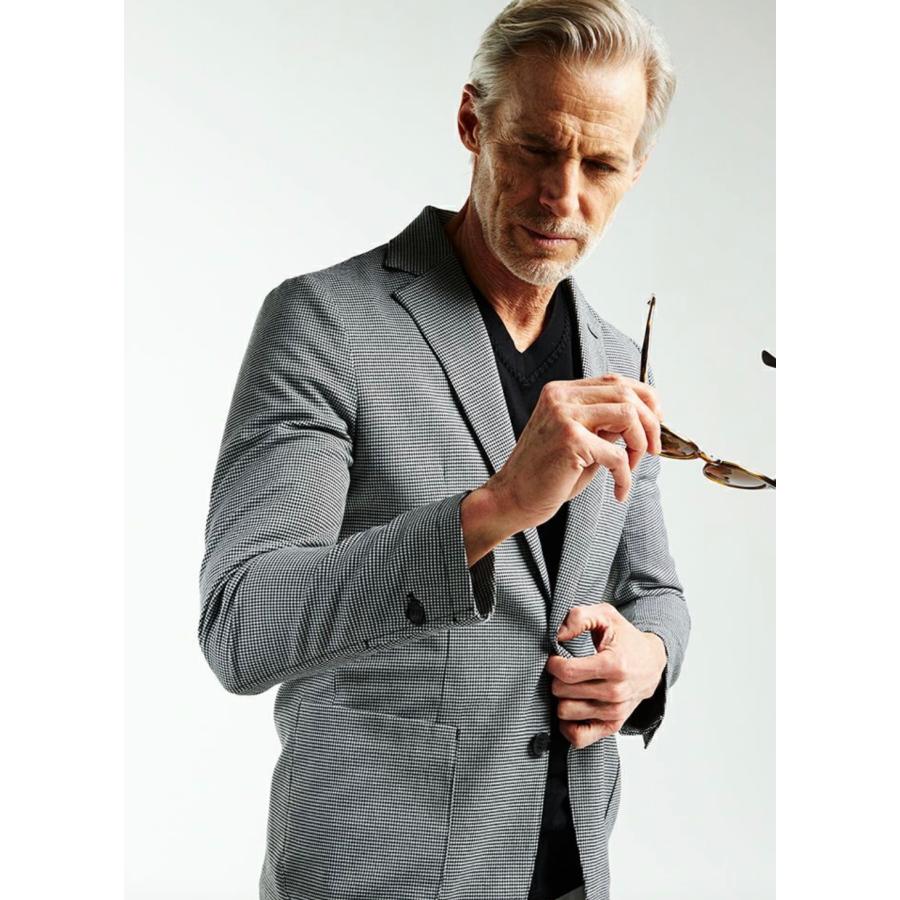 AKM L ブラック×ホワイト T/R STRETCH SWING EASY JACKET ストレッチ