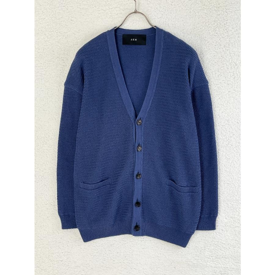 未使用 AKM SKY G V CARDIGAN レースニットカーディガン L AKM L ブルー SKY G V CARDIGAN レースニットカーディガン