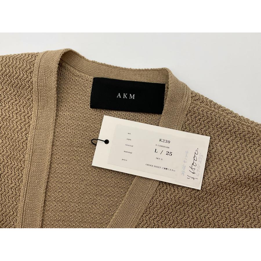 AKM L ベージュ SKY G V CARDIGAN レースニットカーディガン
