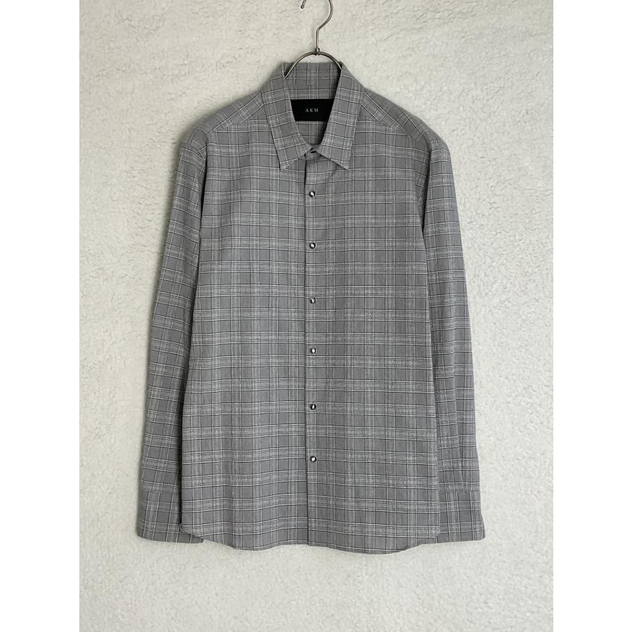 AKM L グレー GRENCHECK SEER SUCKER SHIRTS グレンチェックシア  