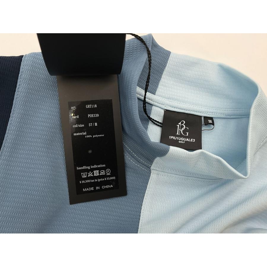 未使用　1piu1uguale3 GOLF 　戸賀敬城　ポロシャツ　長袖　ウェア 1PIU1UGUALE3 GOLF 3 ライトブルー×ブルー×ネイビー 戸賀敬城