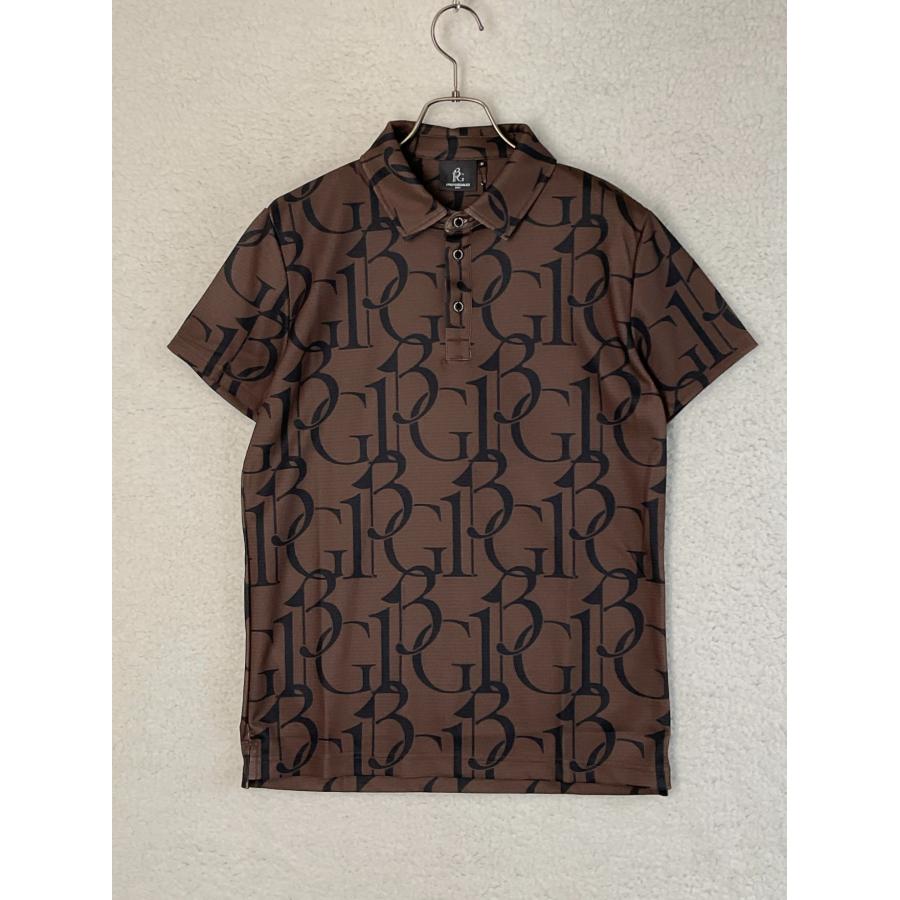 美品 1piu1uguale3 ゴルフ 半袖ポロシャツ ブラウン Ⅲ S メンズ 1PIU1UGUALE3 GOLF 3 ブラウン BIG 113G S/S LOGO POLO ビッグ