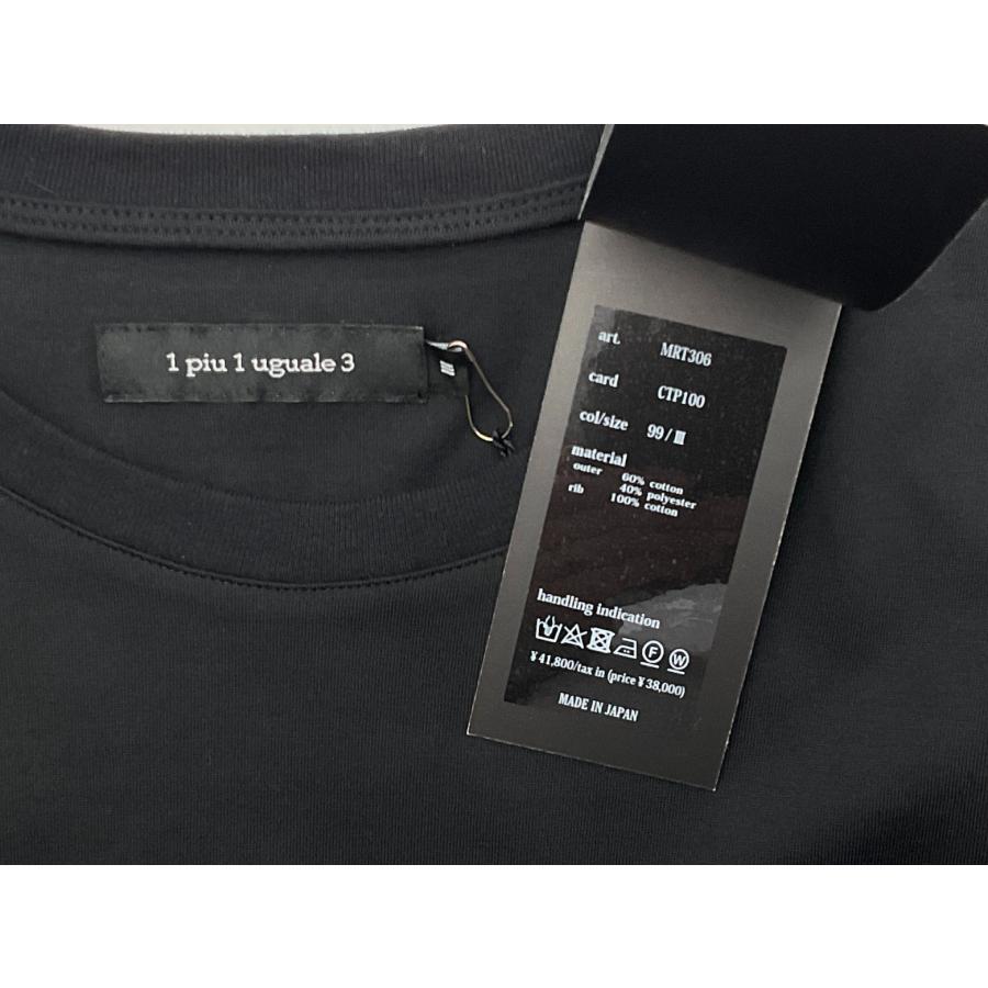 【未使用品】1PIU1UGUALE3 胸刺繍ロゴプリントカットソー サイズ4 1piu1uguale3 ウノピゥウノウグァーレトレ 3 ブラック 胸刺繍