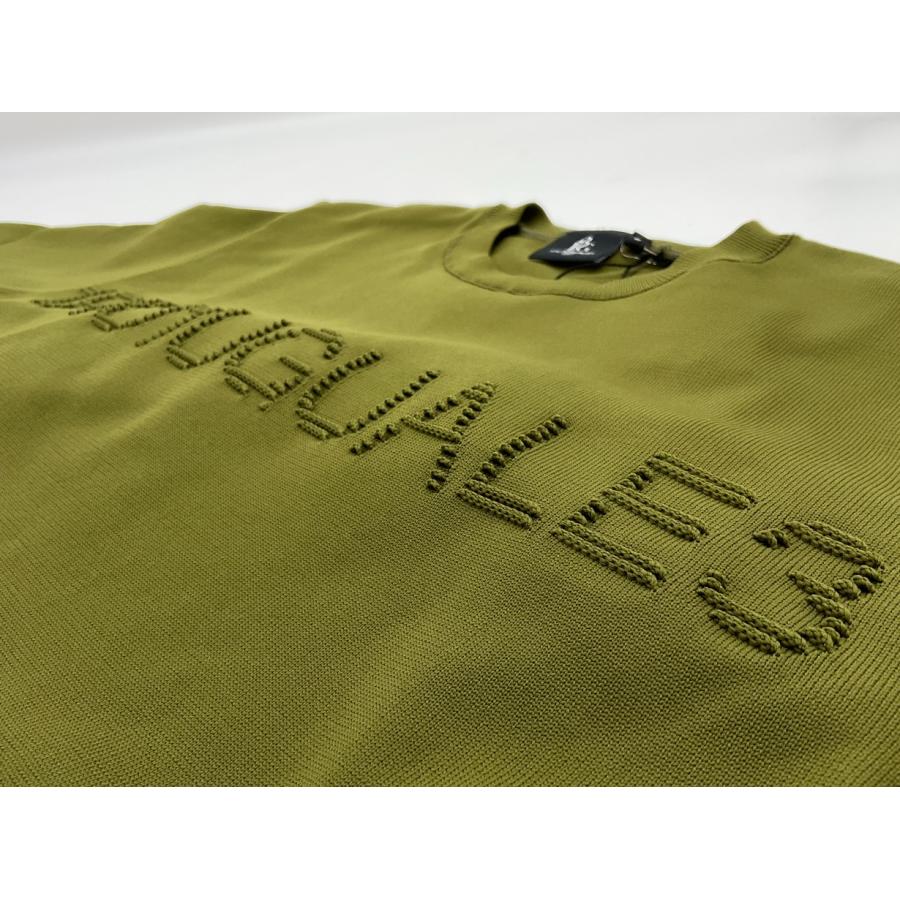未使用 1PIU1UGUALE3 GOLF 4 カーキ CREW NECK KNIT LOGO RIB