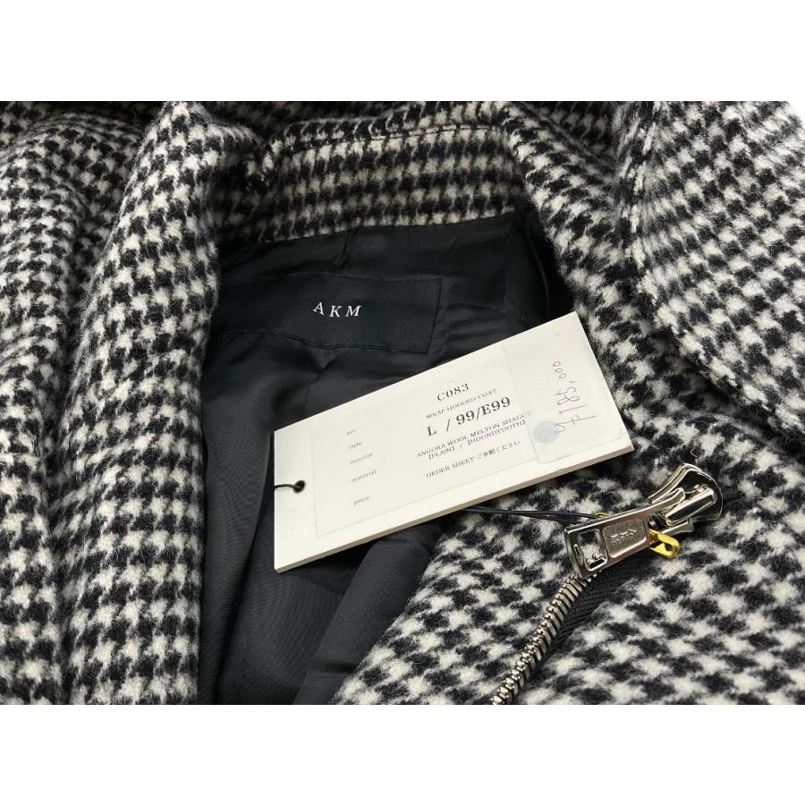 未使用 AKM L ブラック×ホワイト ANGORA WOOL MELTON SHAGGY