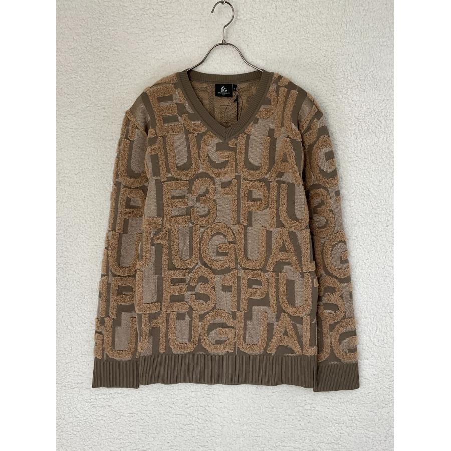 未使用 1PIU1UGUALE3 GOLF 5 グリーン V-NECK KNIT BIG FULL LOGO V 