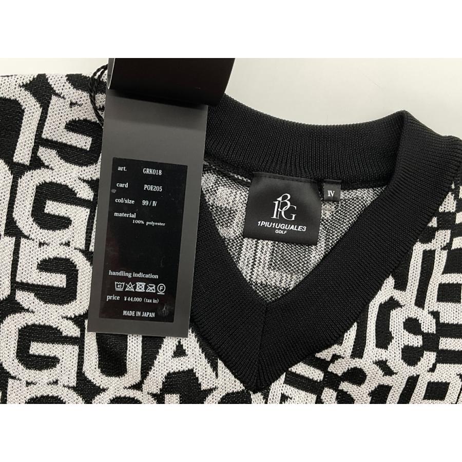 未使用 1PIU1UGUALE3 GOLF 4 ブラック ロゴ総柄Vネックニット : TREND 