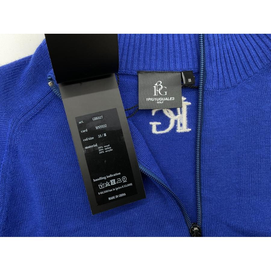 未使用 1PIU1UGUALE3 GOLF 3 ブルー ZIP KNIT プルオーバー 未使用 1PIU1UGUALE3 GOLF 3 ブルー ZIP KNIT プルオーバー