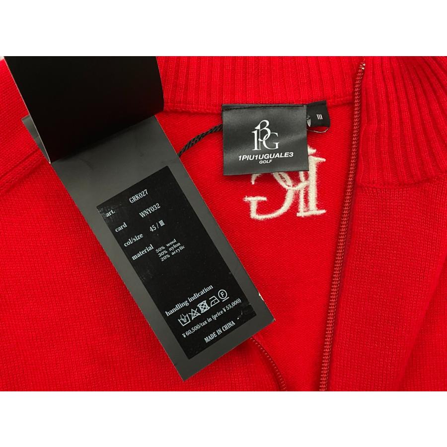 未使用 1PIU1UGUALE3 GOLF 3 レッド ZIP KNIT プルオーバー 未使用 1PIU1UGUALE3 GOLF 3 レッド ZIP KNIT プルオーバー
