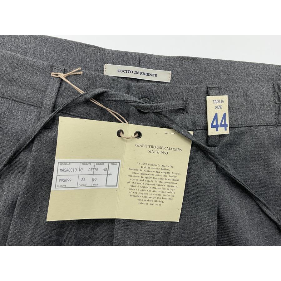 【未使用品】giab's ARCHIVIO マサッチョ永久クリース 44 未使用 giab's ARCHIVIO ジャブスアルキビオ 44 グレー