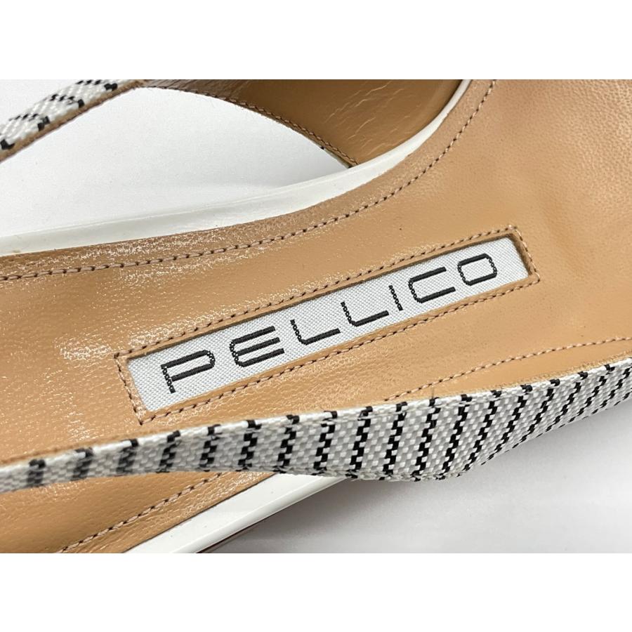 新品 PELLICO ペリーコ 37 ホワイト×ブラック ストライプ