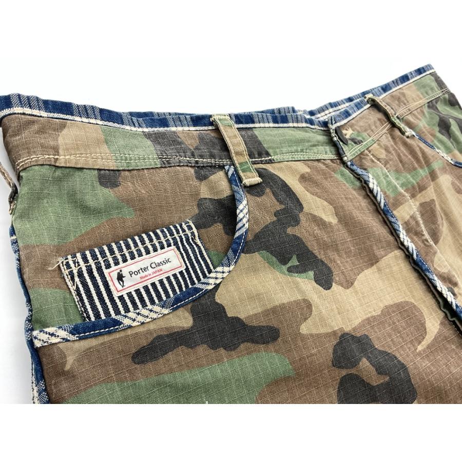 サイズXL【新品】PORTER CLASSIC リメイクチェックカーゴパンツ 美品 PORTER CLASSIC ポータークラシック XL 迷彩 リメイクチェック