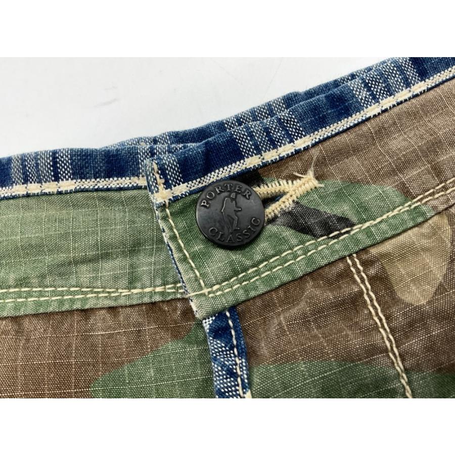 サイズXL【新品】PORTER CLASSIC リメイクチェックカーゴパンツ 美品 PORTER CLASSIC ポータークラシック XL 迷彩 リメイクチェック