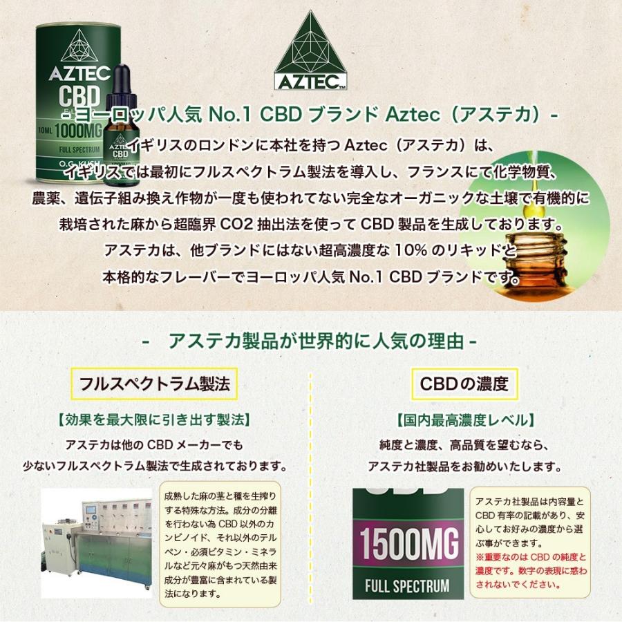CBD オイル フルスペクトラム Aztec アステカ 1500mg 15% 高濃度 高純度 日本総代理店 オーガニック CBDオイル リキッド ヘンプ 15%