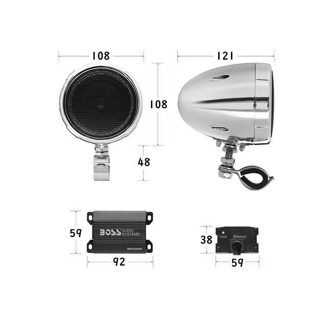 防水バイク用 アンプ付き Bluetoothスピーカー |  | 08