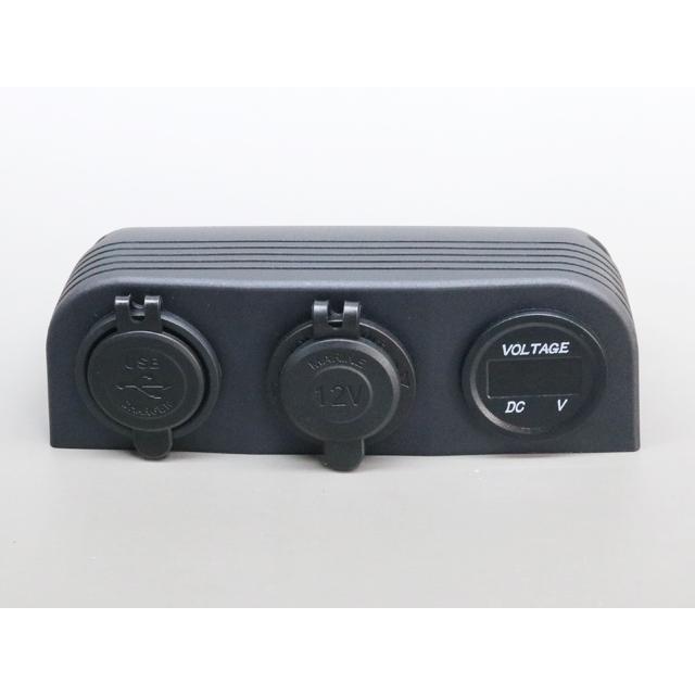 マリン用 シガーソケット+USB+デジタル電圧計 |  | 01